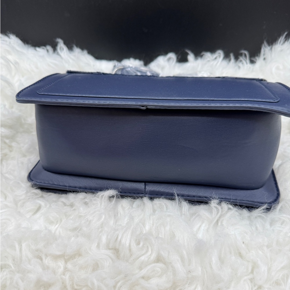 Badgley Mischka  Denim Diamond Quilted Crossbody w/Matching Pearls NWT - Picture 4 of 13